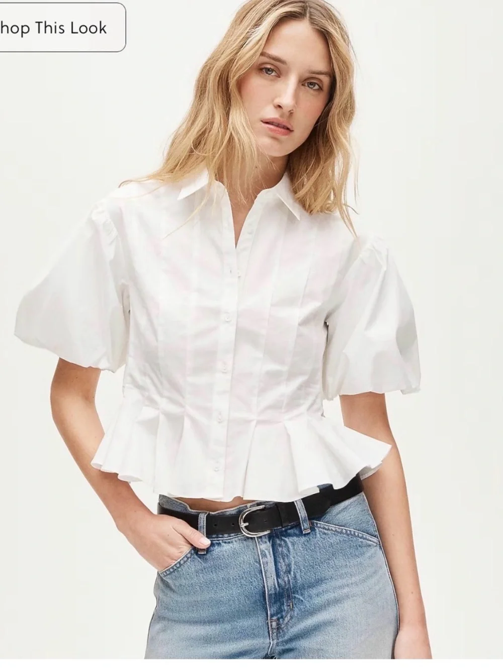 Puff Sleeve Button up top